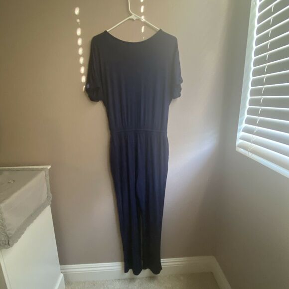 New Chelsea 28 Faux Wrap Navy Peacoat Blue Jumpsuit Women's Size Small G19 - Picture 3 of 5